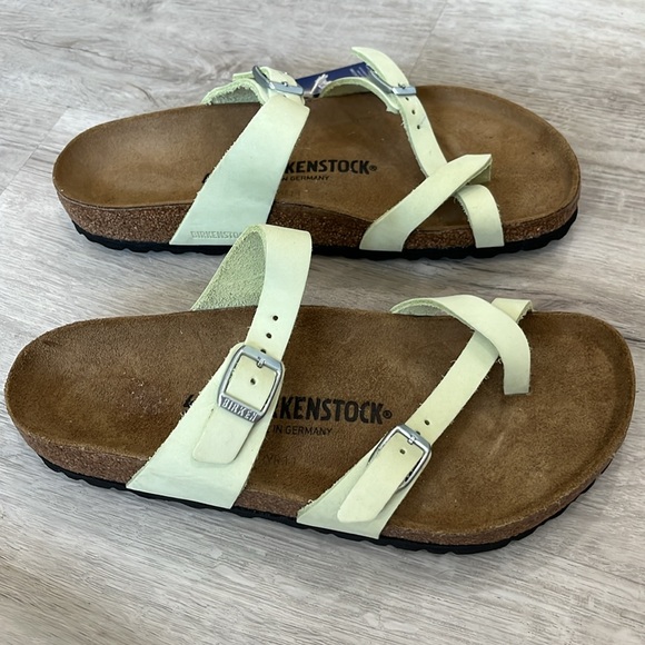 Birkenstock Mayari Nubuck Leather Sandal Slip On Shoe Faded Lime EU 40 /US 9-9.5 - Picture 3 of 12